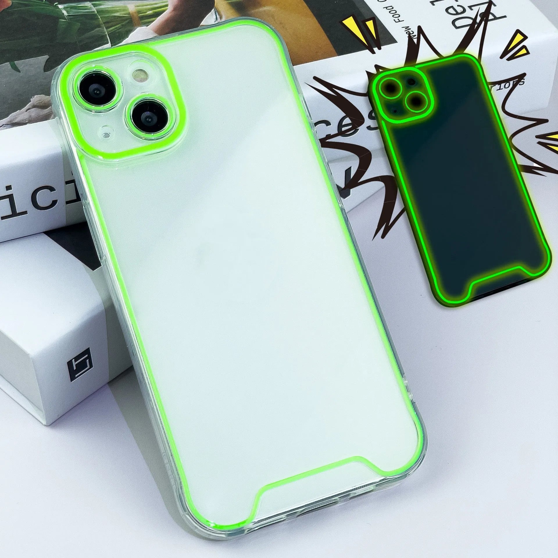 Glow in the dark soft shell TPU phone case for iPhone models in multiple colours