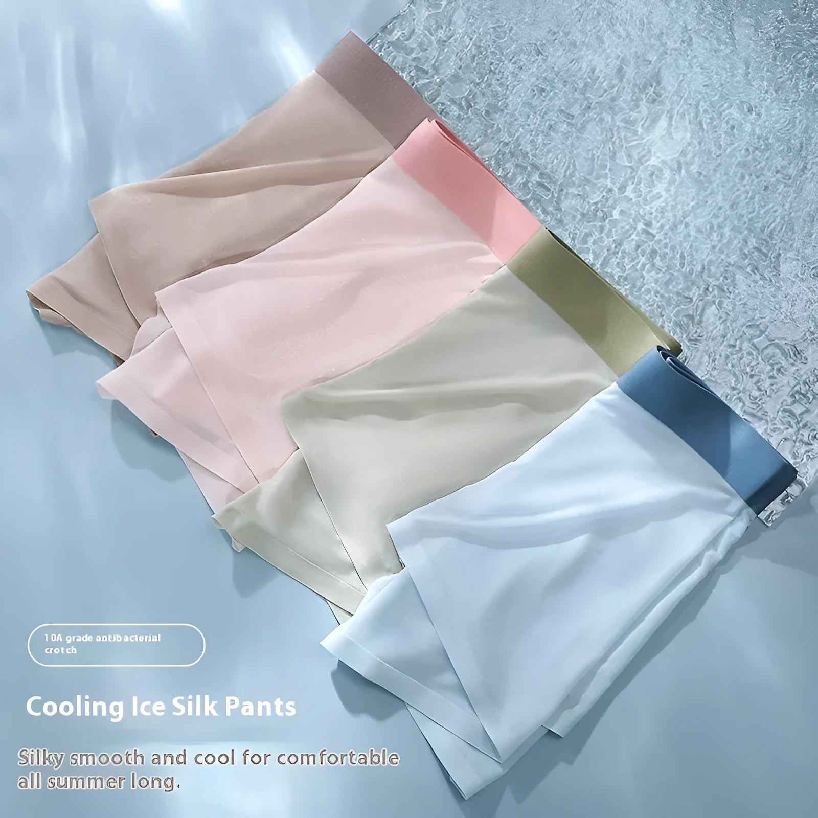 Ice silk men's shorts in bean green colour with seamless knitted design and mid-waist fit.