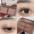Cool two-tone eyeshadow plate showing pink and black shades with matte and shimmer finishes