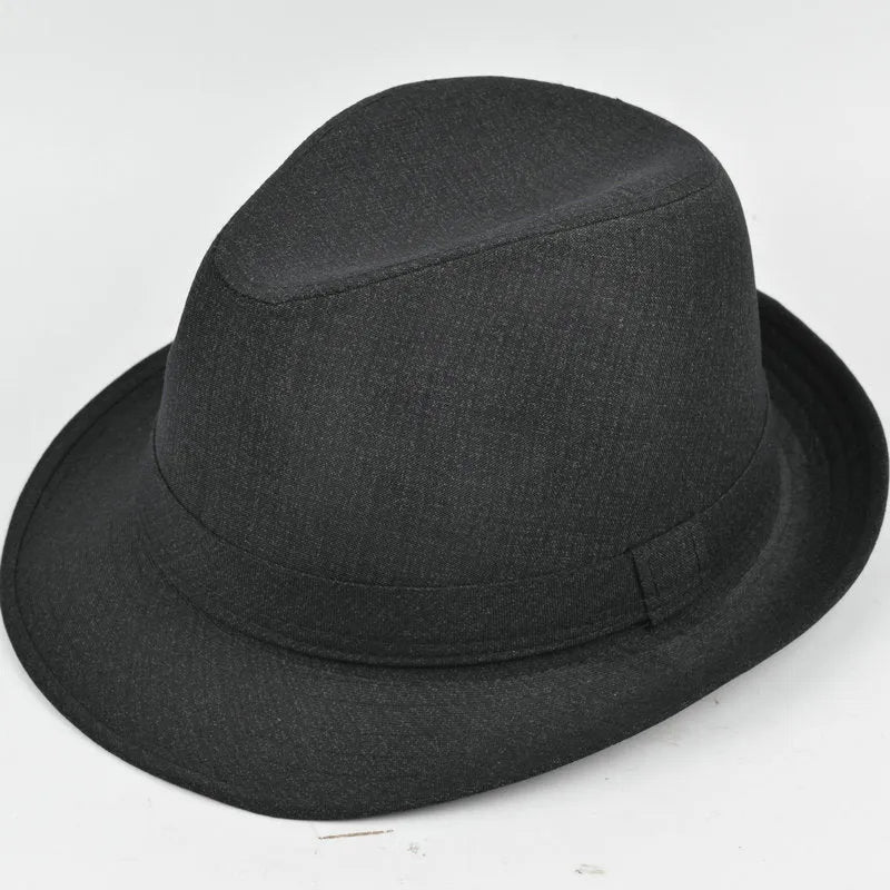 A thickened suit material fedora hat for men shown in Bervis black, with a 60mm brim.