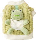 Green fluffy frog cartoon pet hoodie with 3D decal and D-ring for small medium dog cat