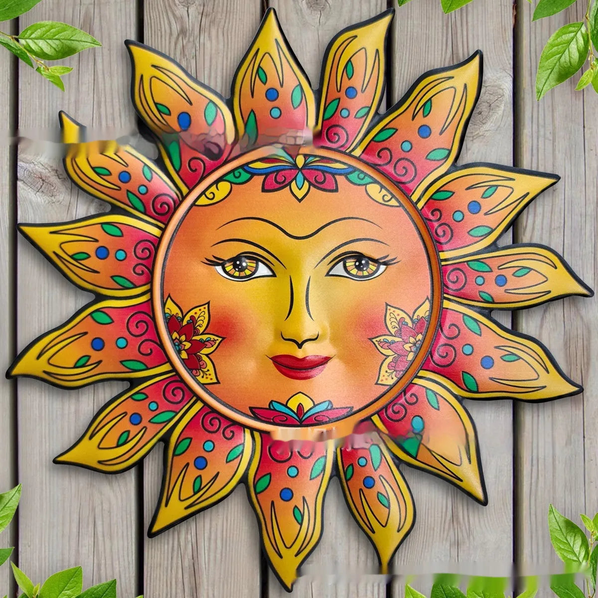 Iron sun face metal wall hanging decorative craft in a choice of colours