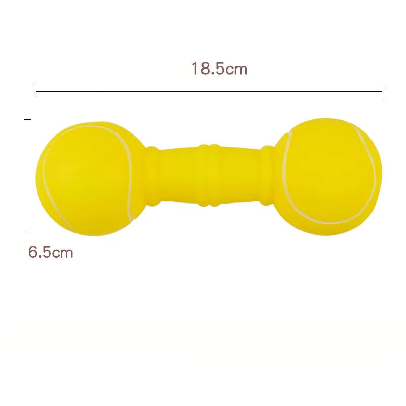 Brown orange white yellow football dumbbell shaped PVC squeaky dog chew toy