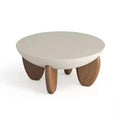 White solid wood coffee table with adjustable height and storage compartment.