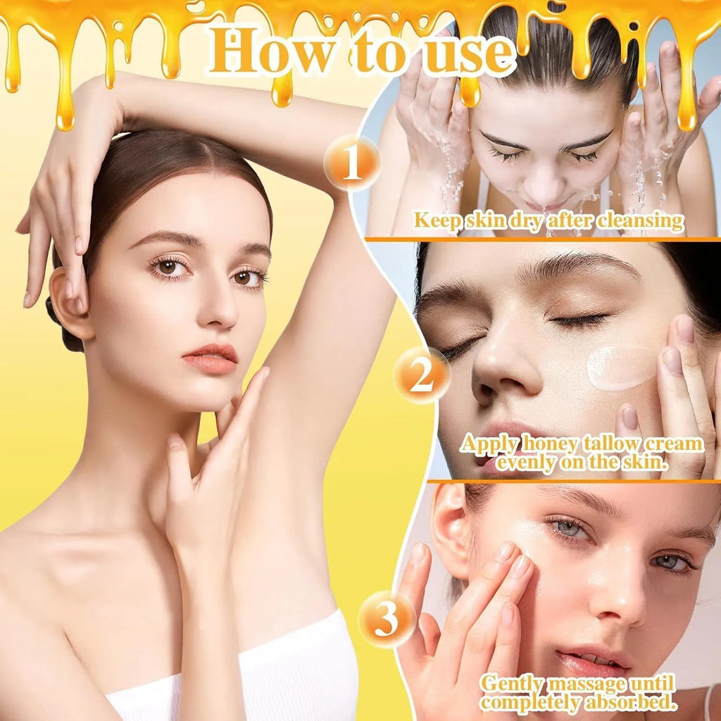 50g pot of honey tallow moisturising cream for dry and combination skin