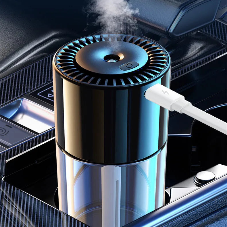 USB plug-in AI intelligent spray perfume humidifier with glass seat in Classic Ocean colour.