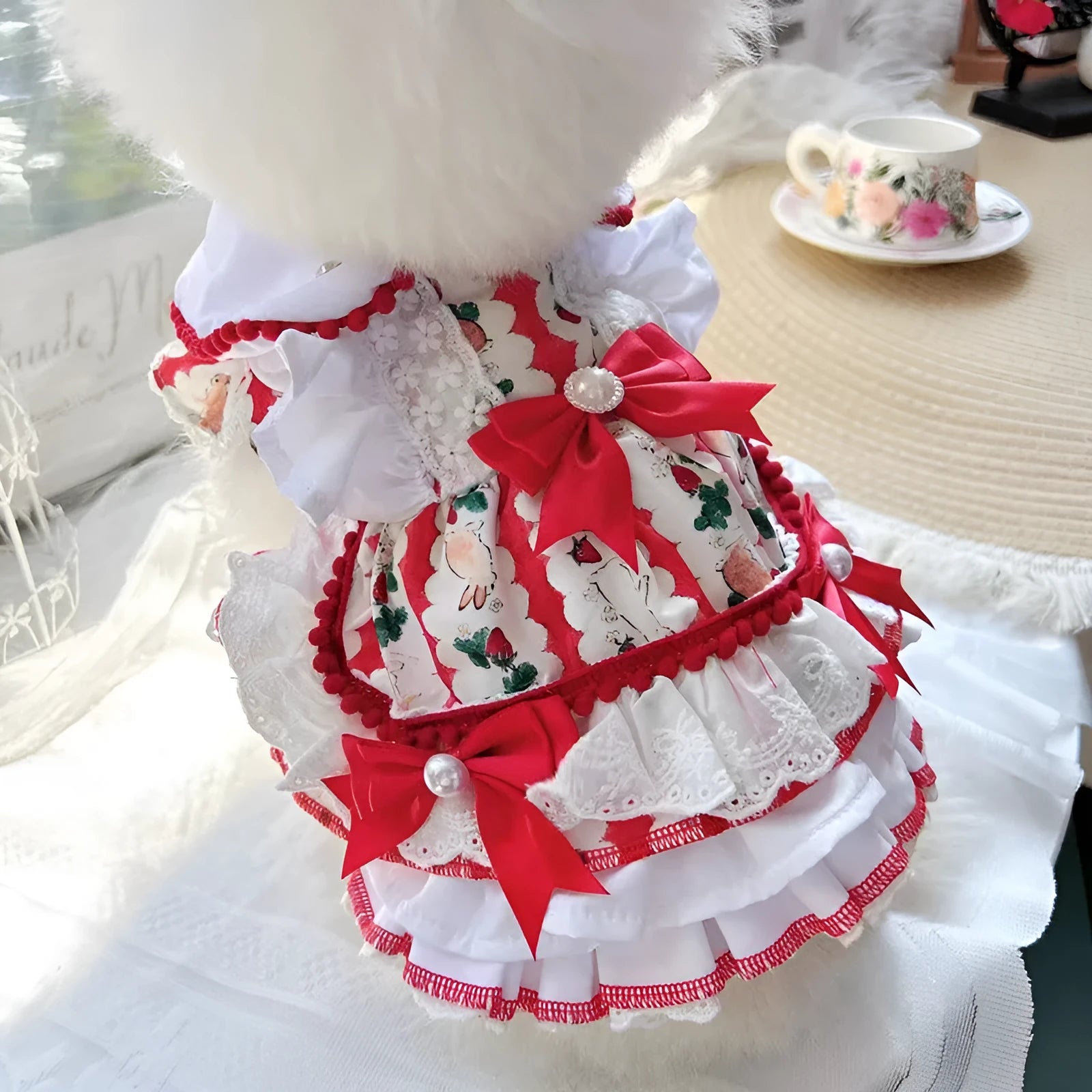 Rabbit skirt princess dog dress for small dogs in L size with 45cm chest circumference