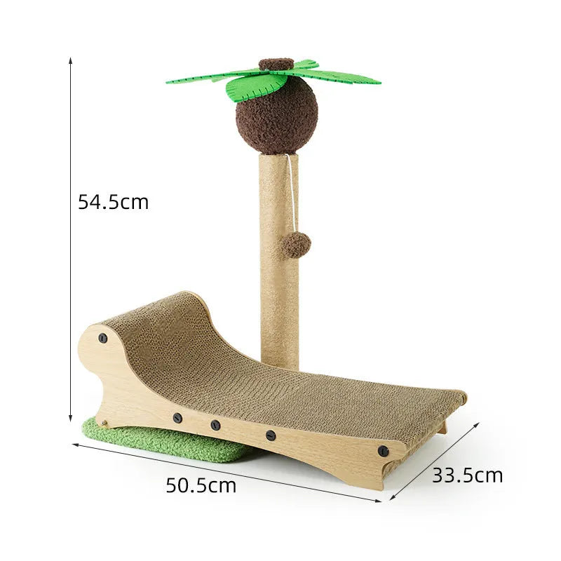 Wooden beach chair style cat climbing frame with scratch board and pet nest
