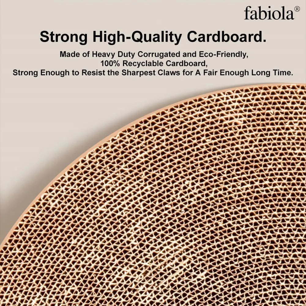 Large round cardboard cat scratching board with moving ball toys and replaceable core