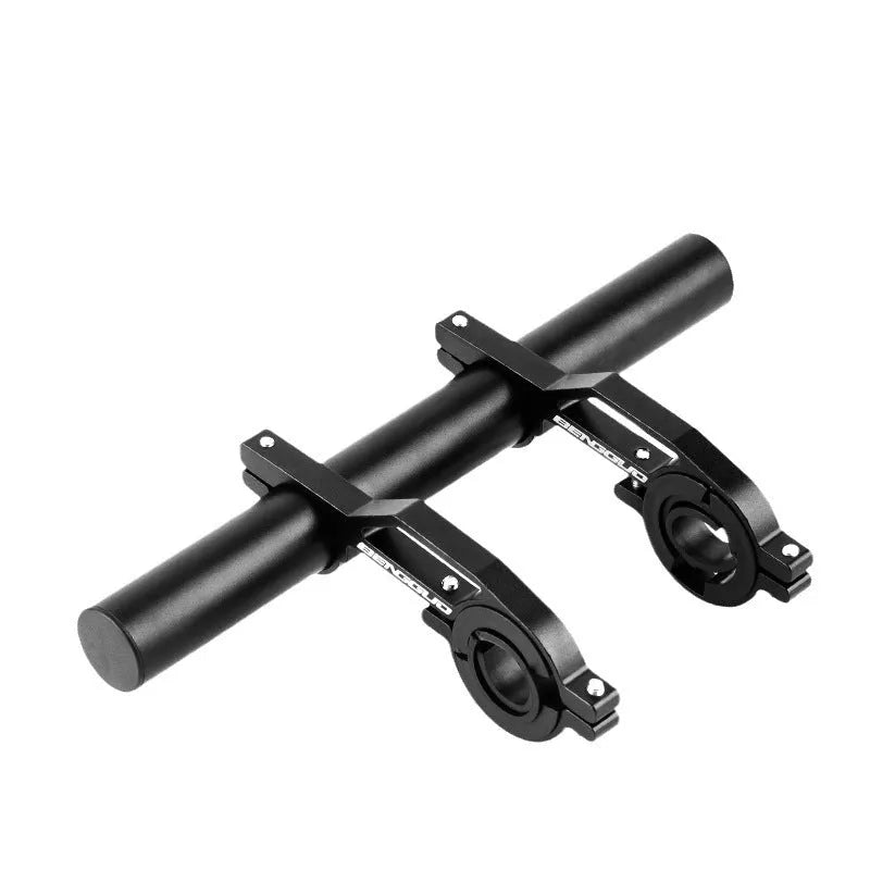 Aluminium alloy bicycle handlebar extension bracket in black, 10cm length, for MTB and road cycling