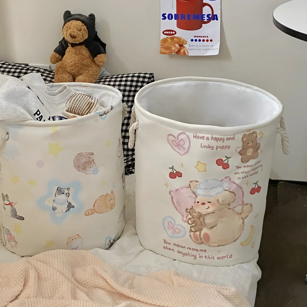 Foldable cotton laundry basket in modern simple style with large capacity for bedroom or bathroom