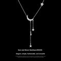 Super Fairy Moon Necklace XINGX tassel pendant copper mixed gem inlay adjustable chain silver white finish