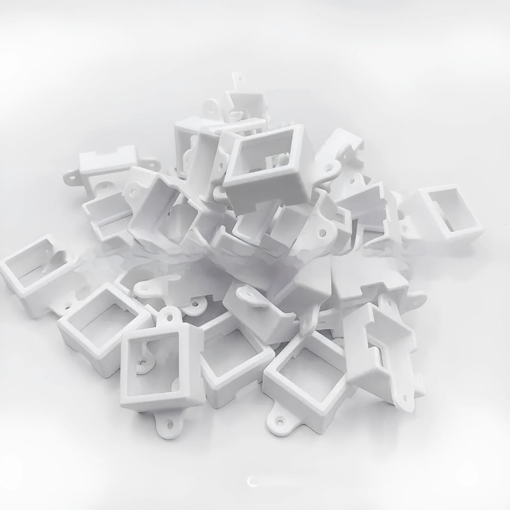 White plastic LED light bracket lampshade measuring 1.7cm by 6cm