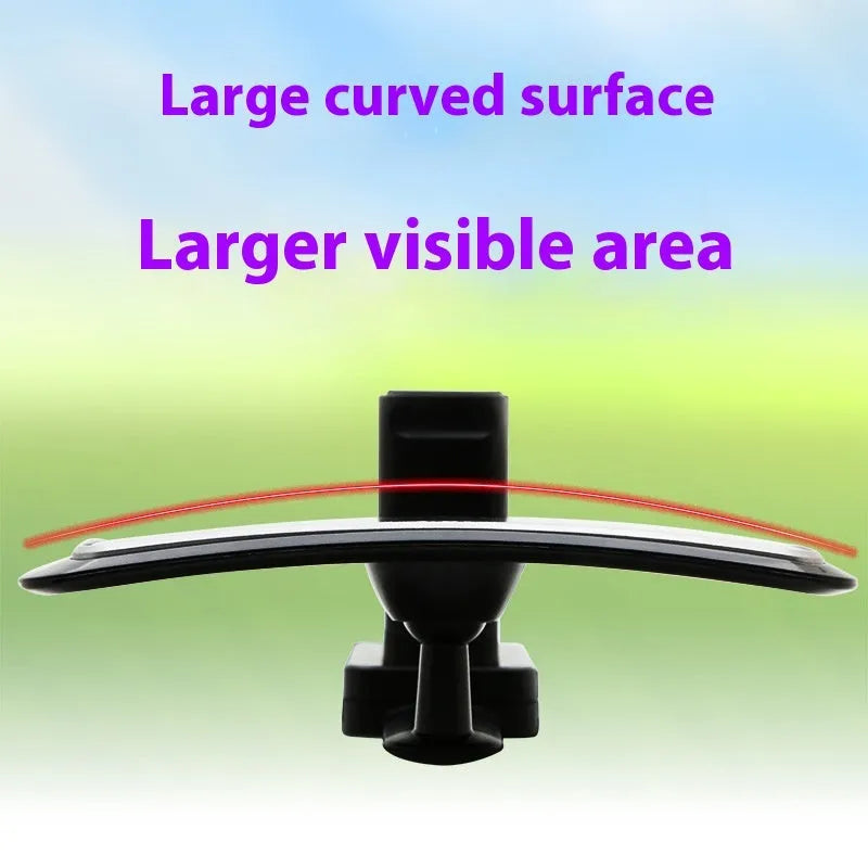 HD curved rearview mirror reflector for car rear seat monitoring, plastic and glass construction