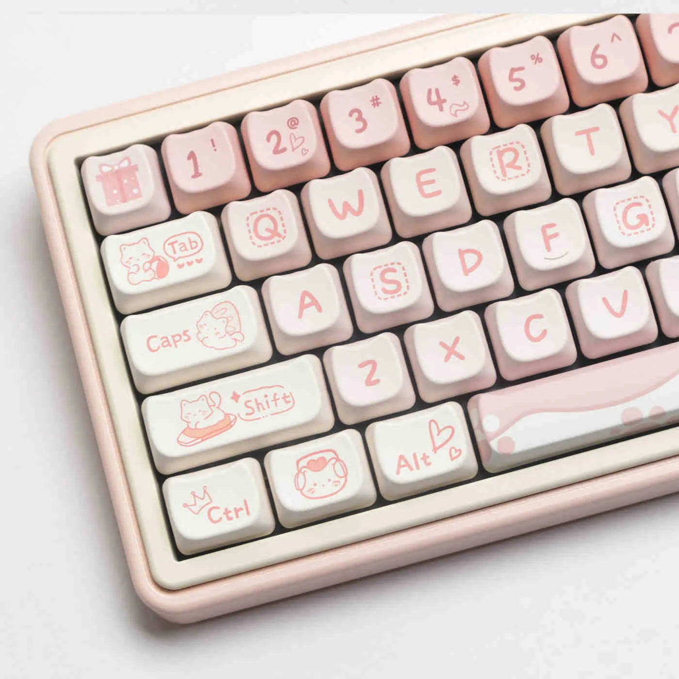 Full set of PBT sublimation dye printed keycaps for a mechanical keyboard, showing various coloured keys.