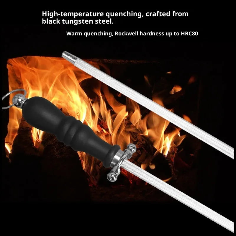 Household multi-functional kitchen sharpening steel in high carbon steel, eight style options available