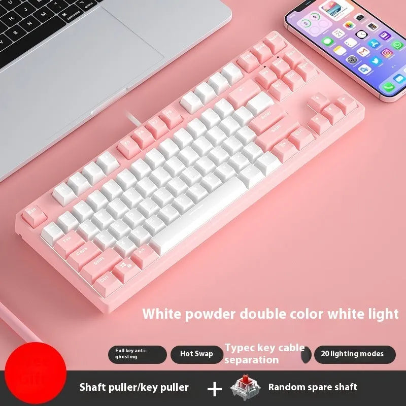 87-key tenkeyless mechanical keyboard in a dual-colour keycap design with metal frame