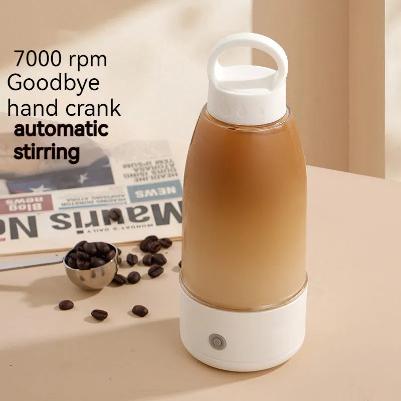 Automatic electric shaker bottle with USB charging port and handle in green colour