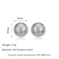 Stainless steel minimalist ball stud earrings in gold or silver, showing size comparison of 3mm, 4mm, 5mm and 6mm balls.