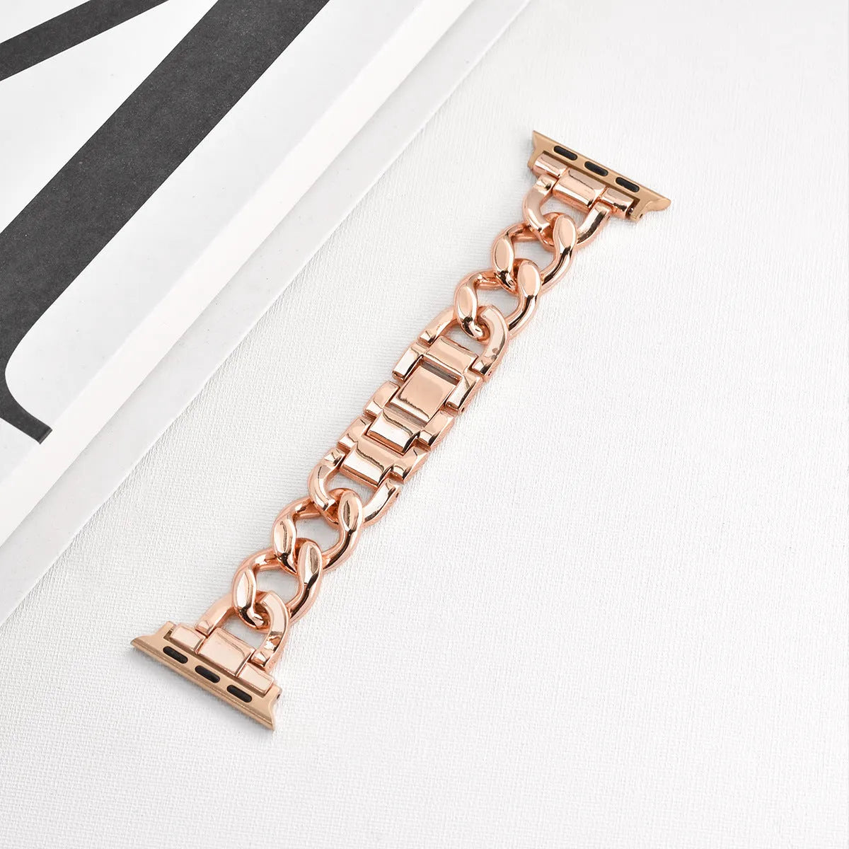 Metal denim chain replacement strap for Apple Watch in silver, showing 22mm lug width.