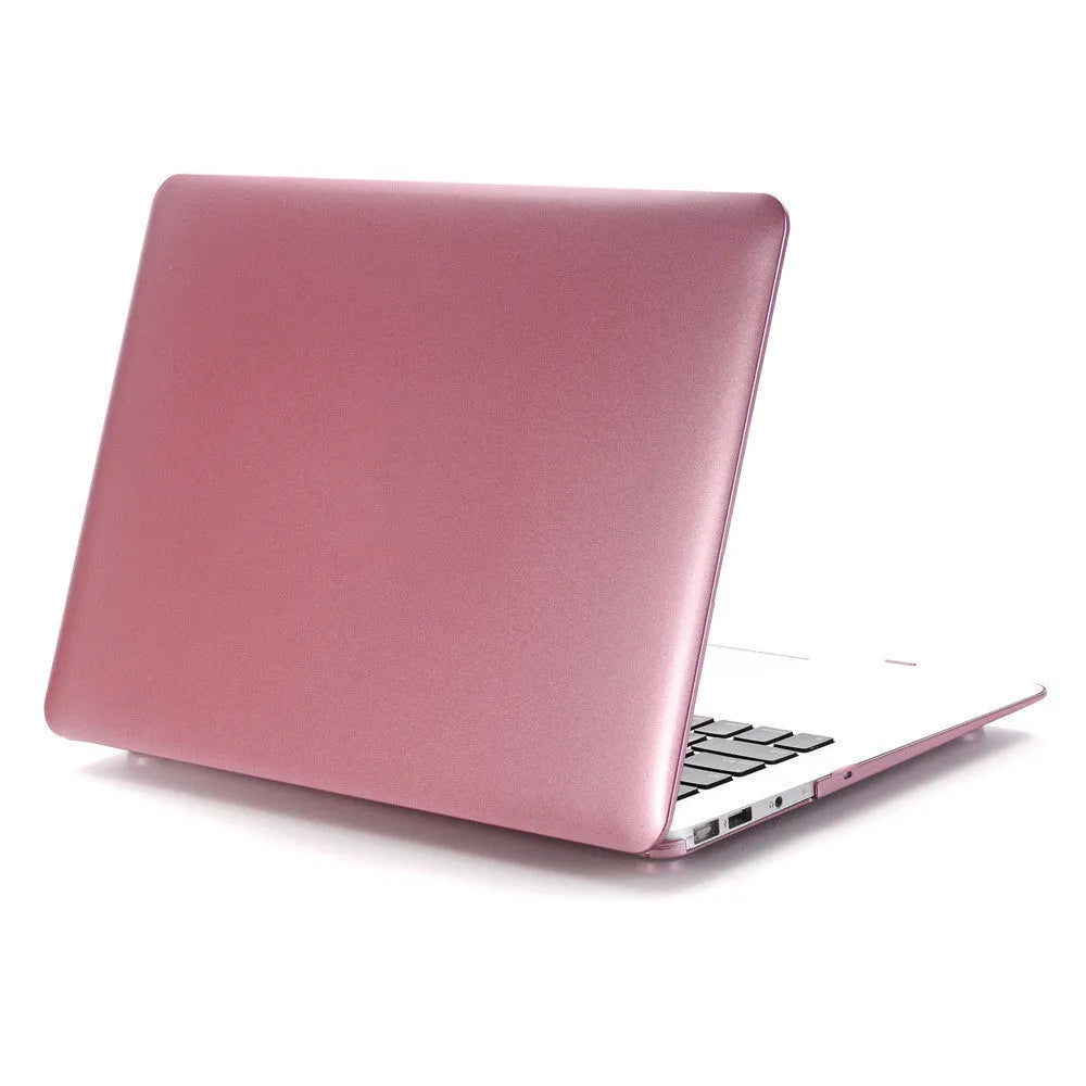 Metal protective shell for MacBook Pro 13 inch in rose gold, showing ultrathin cover on laptop