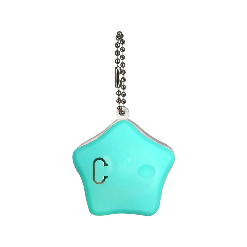 Blue silicone pet pendant light attached to dog collar with LED illumination