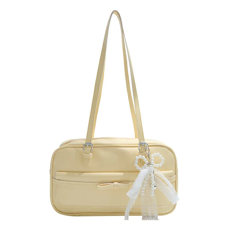 Women's single-shoulder flap bag in PU leather with mobile phone pocket and double-joint strap
