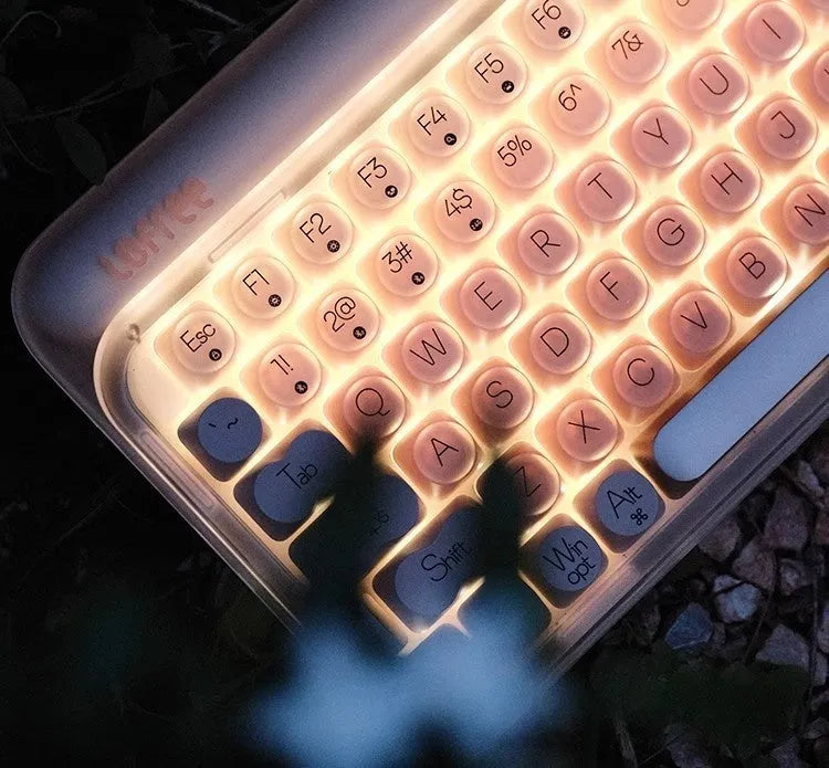 Liquid foundation colour wireless mechanical keyboard set with mouse, lamp, and calculator