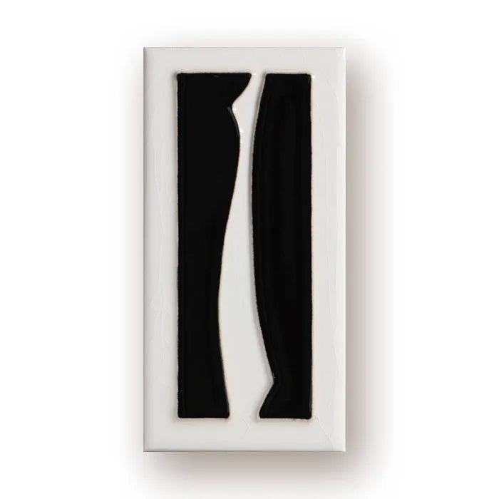 Handmade enamel art ceramic retro doorplate with number, 76 × 152mm dimensions