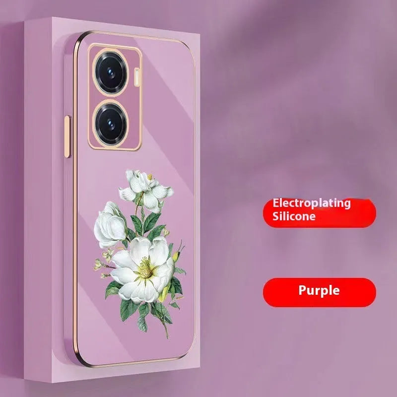 Electroplating phone case for vivo Y Series in pink with all-inclusive fall protection design