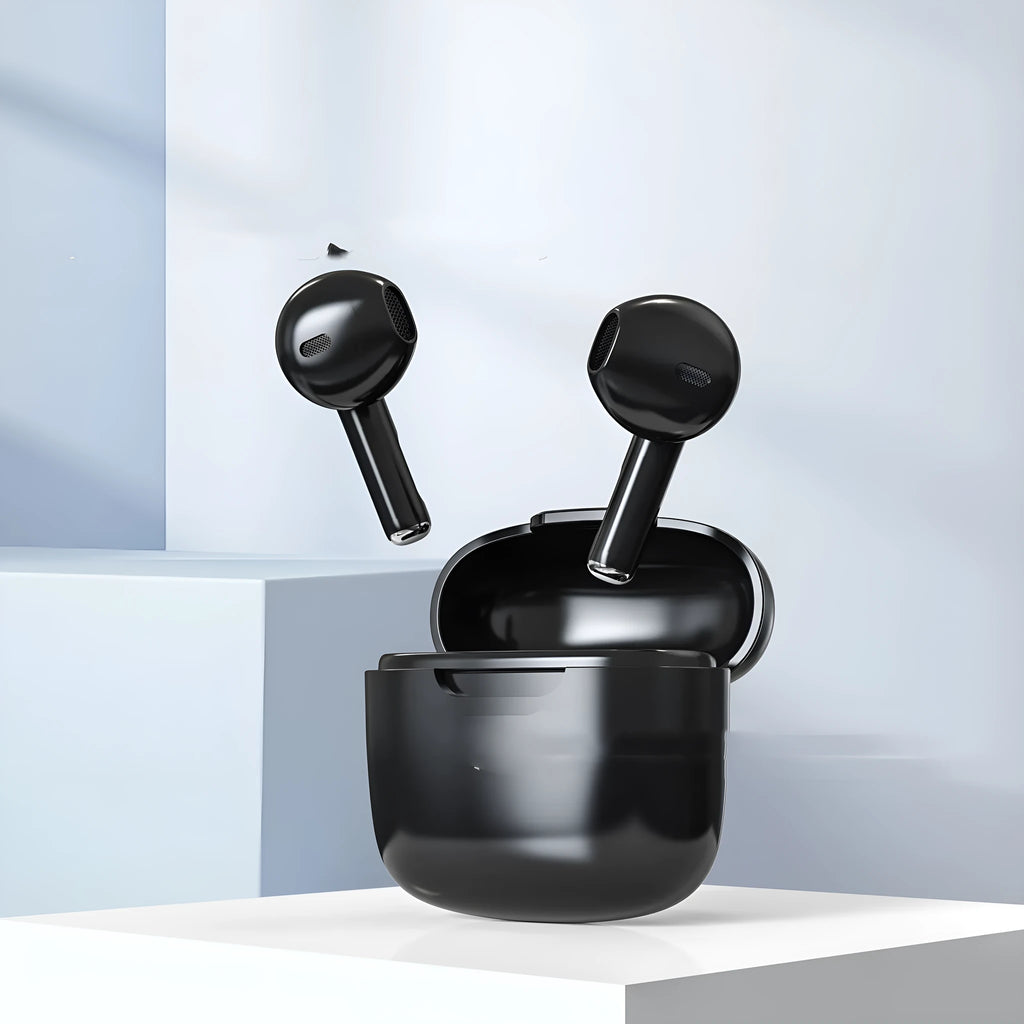Creative design macaron wireless Bluetooth earphones in white, pink, and black plastic earplug style