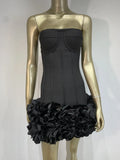 Women's solid colour urban style mid waist polyester dress on hanger