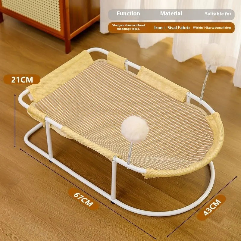 Large grey fabric cat kennel bed with breathable design for pet comfort