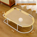 Large grey fabric cat kennel bed with breathable design for pet comfort
