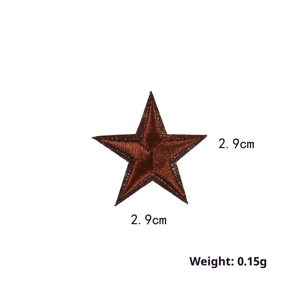 Five-pointed star embroidery label cloth stickers in assorted colours for clothing decoration