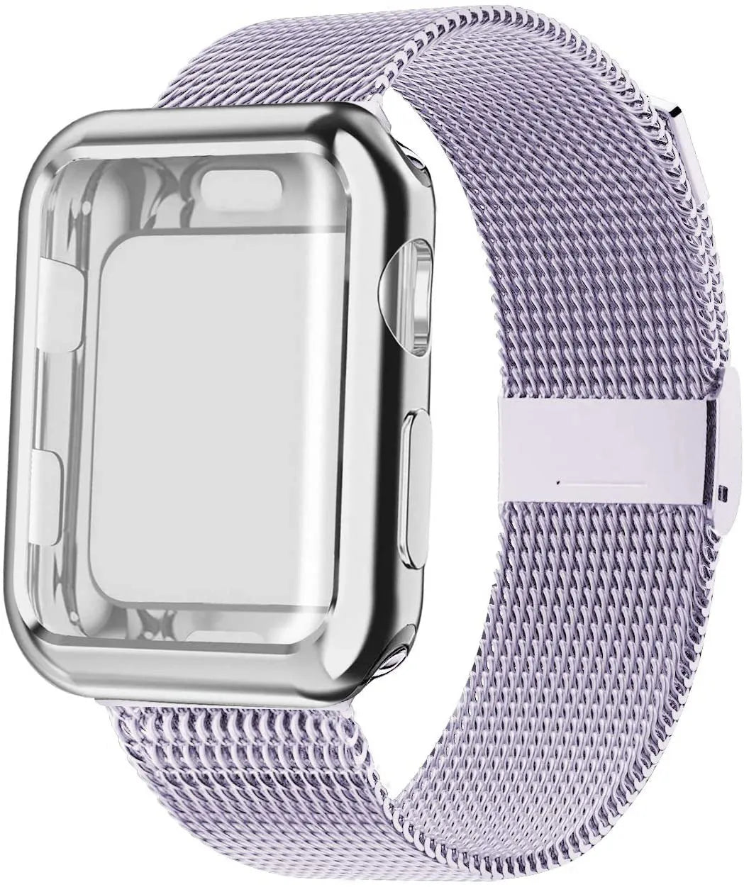 Apple Watch magnetic Milanese loop metal wristband in multiple colours with protective case.