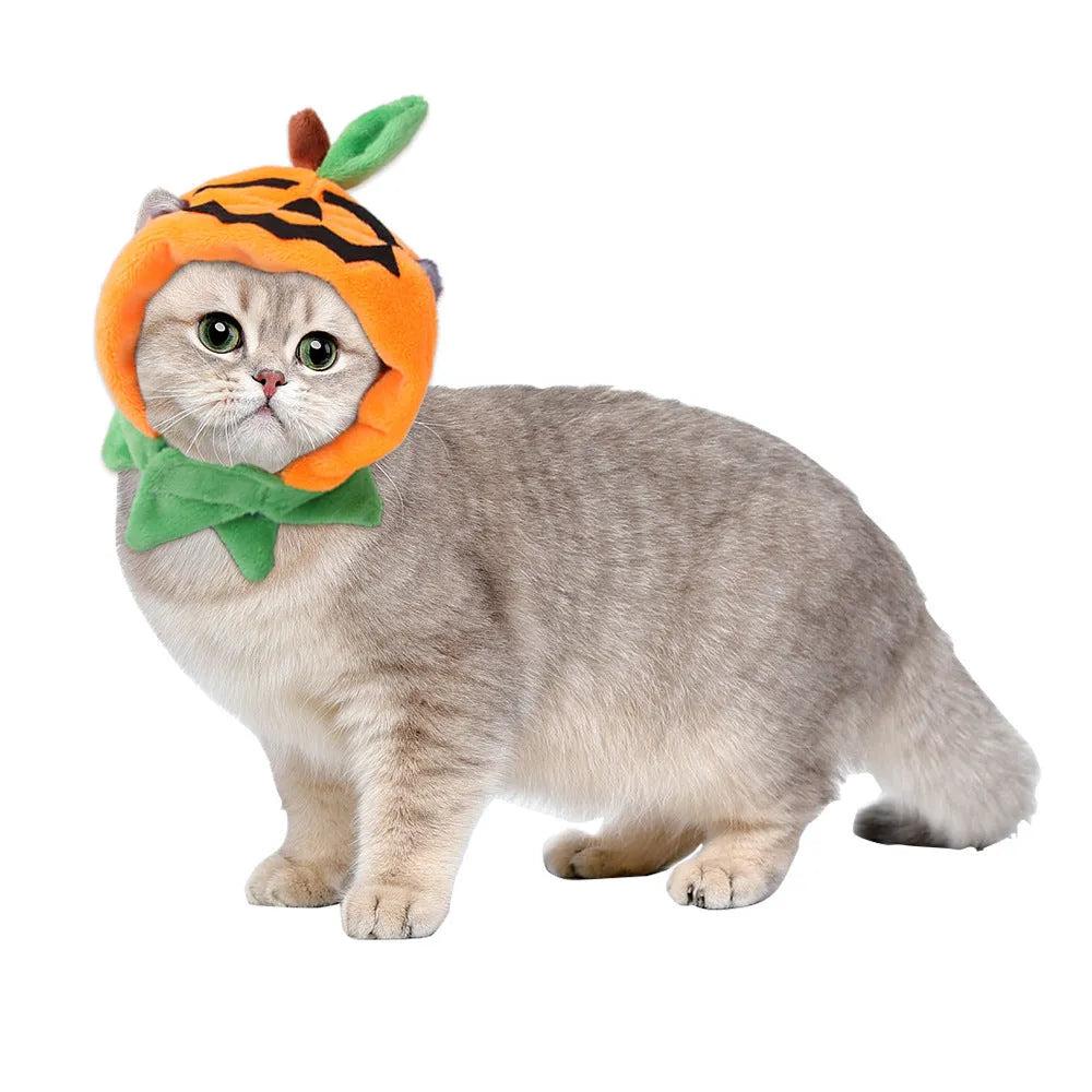 Reversible pet Halloween cloak for dogs and cats in plush fabric with pumpkin patterns