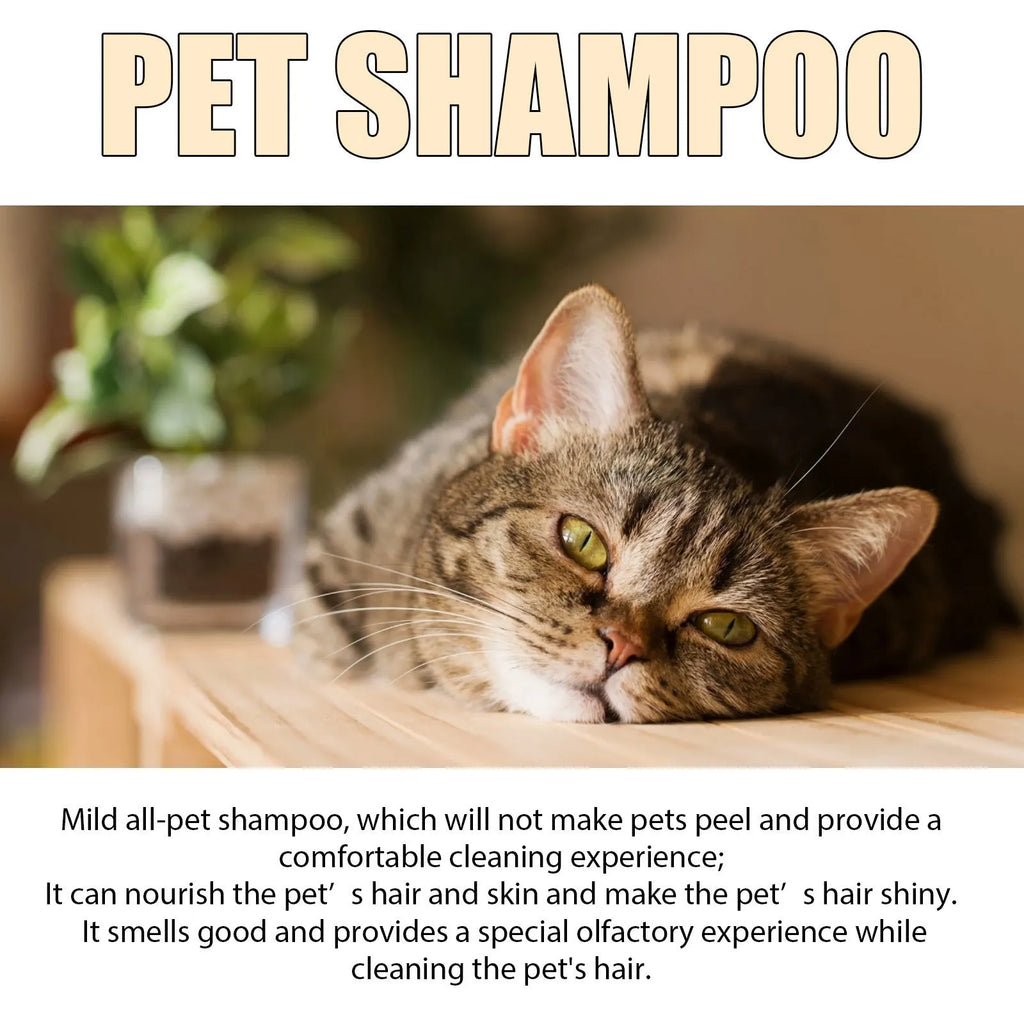 Bottle of mild pet shampoo for dogs in 100ml or 300ml size for gentle cleaning and detangling