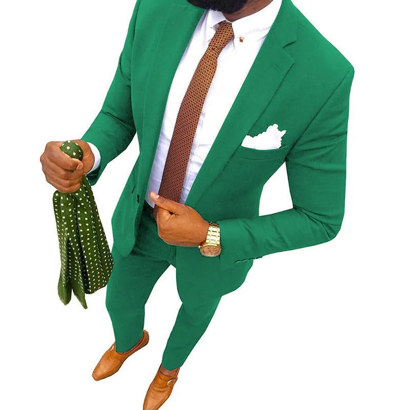 Men's two-piece cotton suit in multiple colours with jacket and trousers for formal occasions