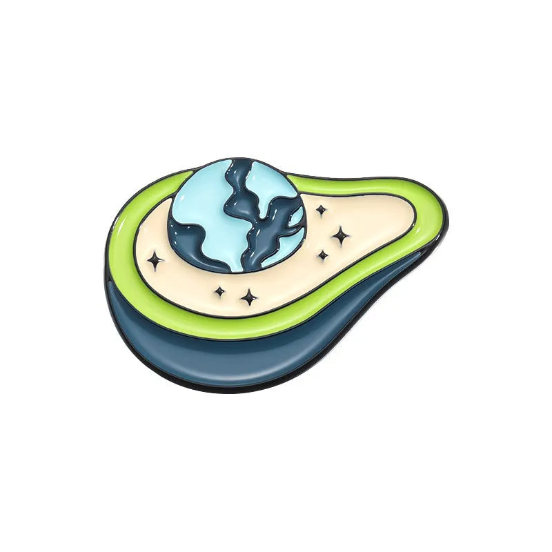 Colourful cartoon fruit letter brooch made from zinc alloy metal