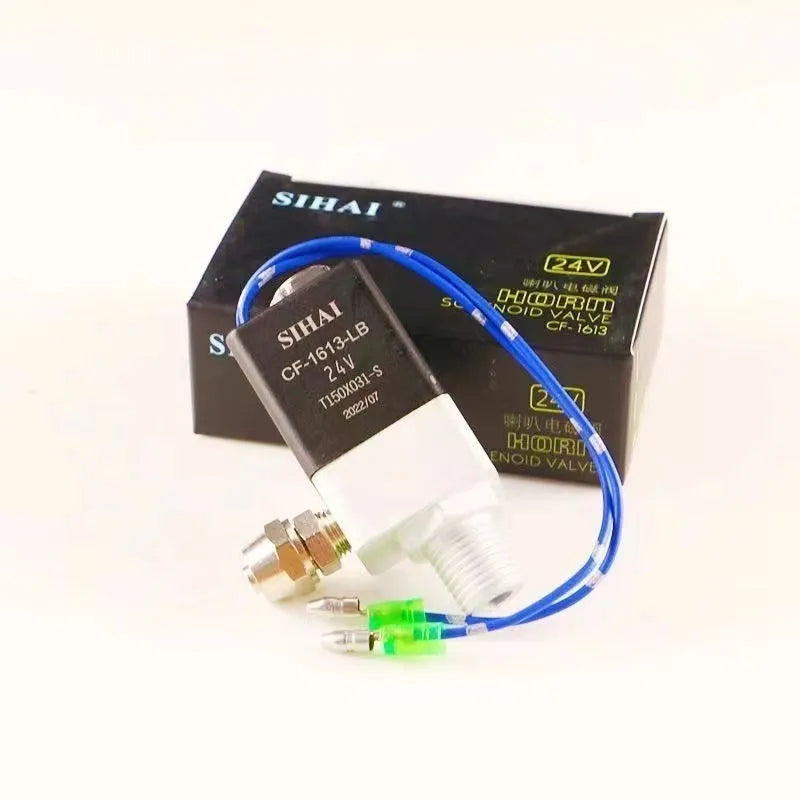 Black dual-trumpet 12V 24V air horn kit with compressor for universal vehicle fitment