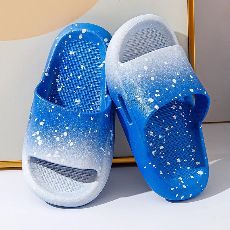 Gradient colour PVC summer slippers for children with breathable non-slip design