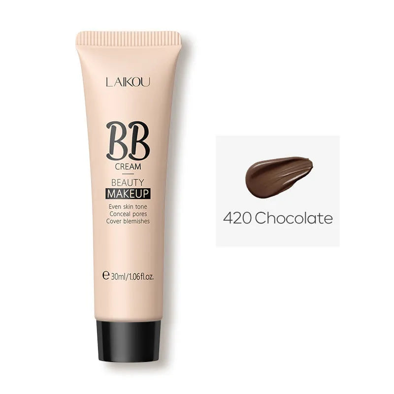 30ml tube of BB cream in one of nine shades, including Ivory White, Brightening, and Chocolate.
