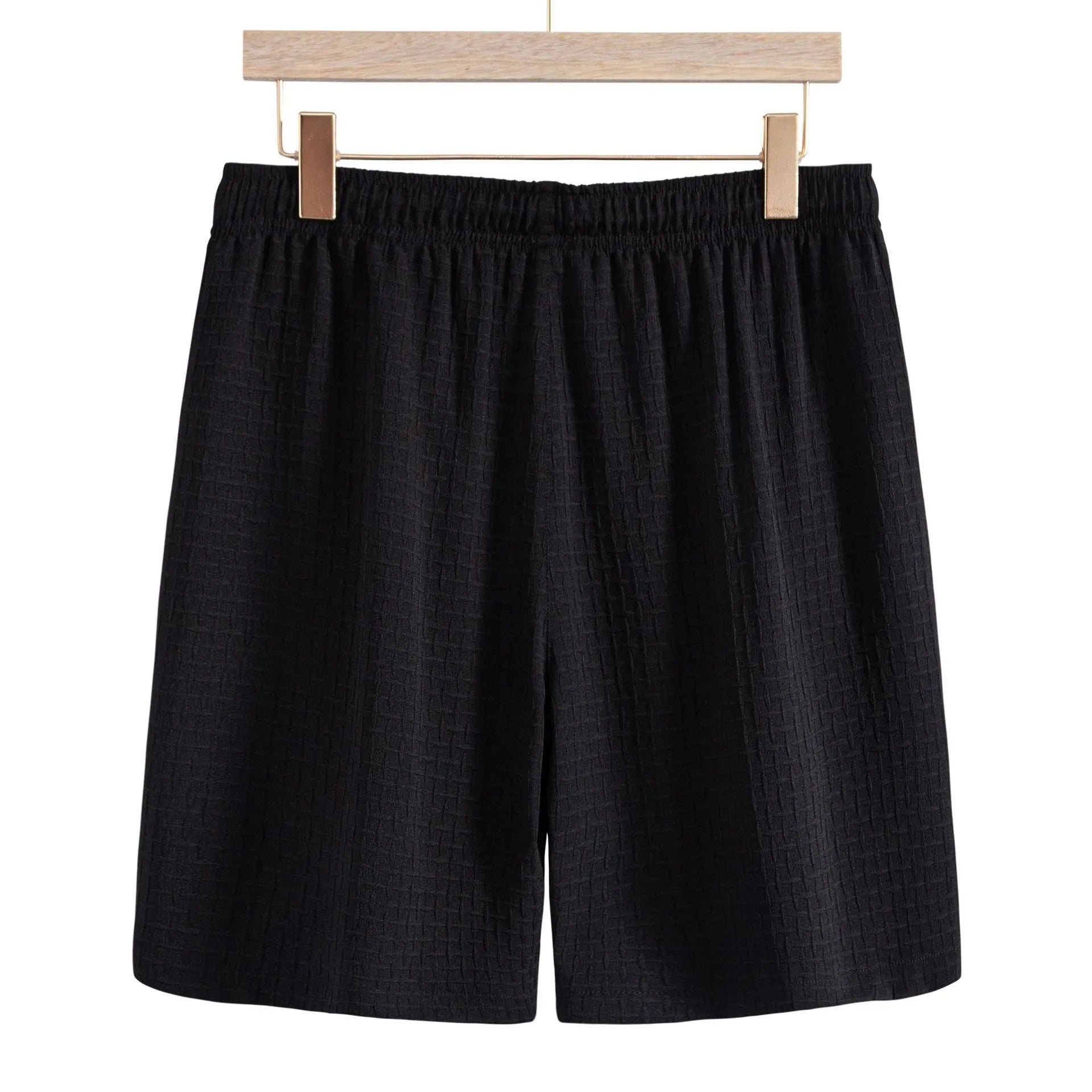Men's black cotton blend short sleeve shirt and matching shorts summer leisure suit