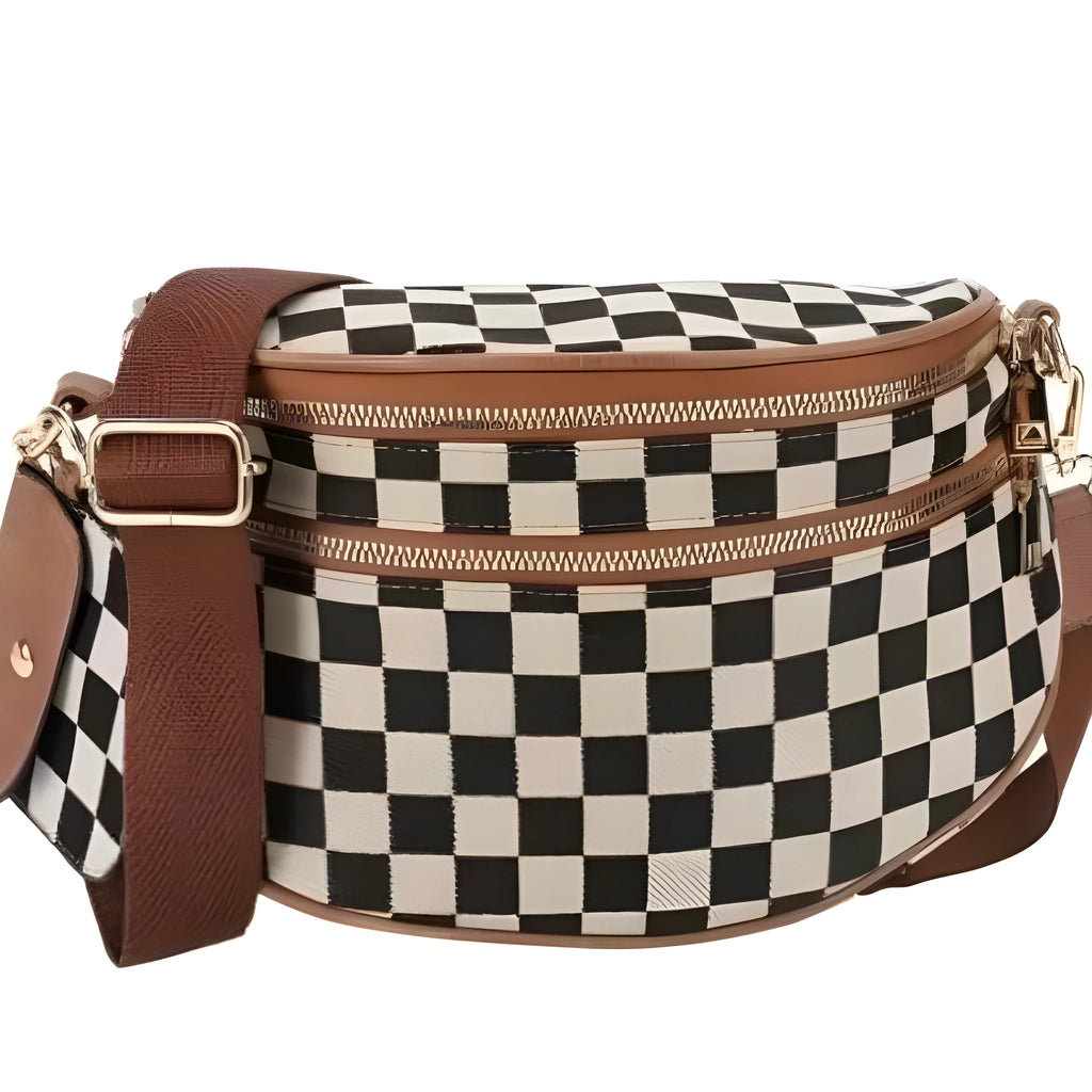 Women's Oxford nylon crossbody bag with diamond grid, 27x14x22cm, canvas shell, card pocket, and slit pocket