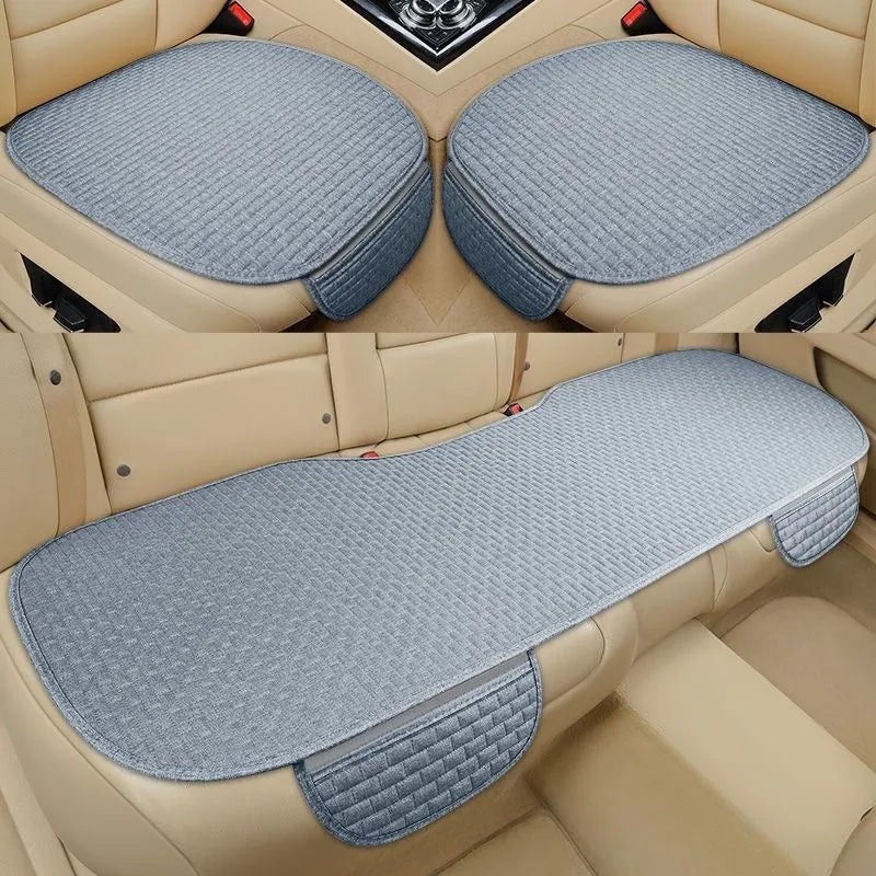 Linen car cushion with plaid pattern in classic black and red, coffee colour, or cream colour options