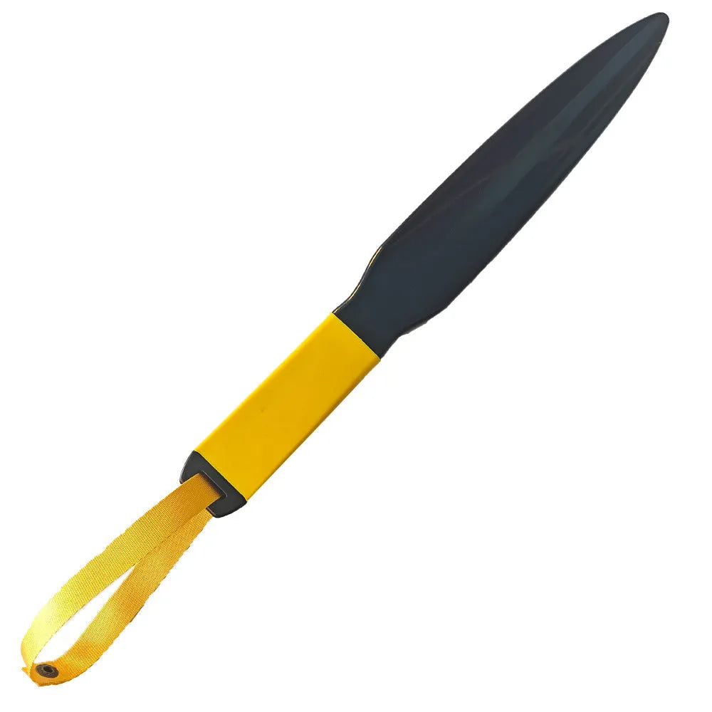 A blue and black nylon dog training break stick measuring 35cm in length.
