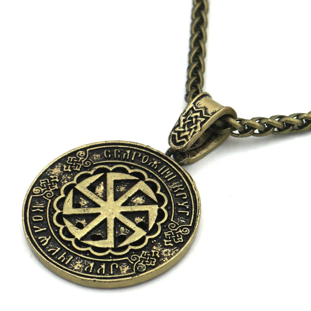 Lunavin necklace with Nordic text pendant in antique silver or bronze on adjustable leather rope or snake bones chain