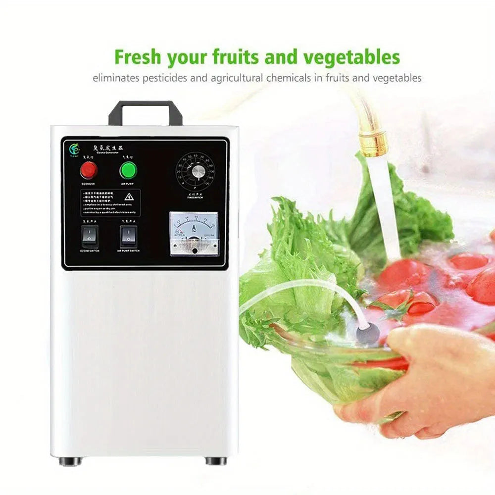 Commercial ozone generator for fruit and vegetable treatment with air-cooled system