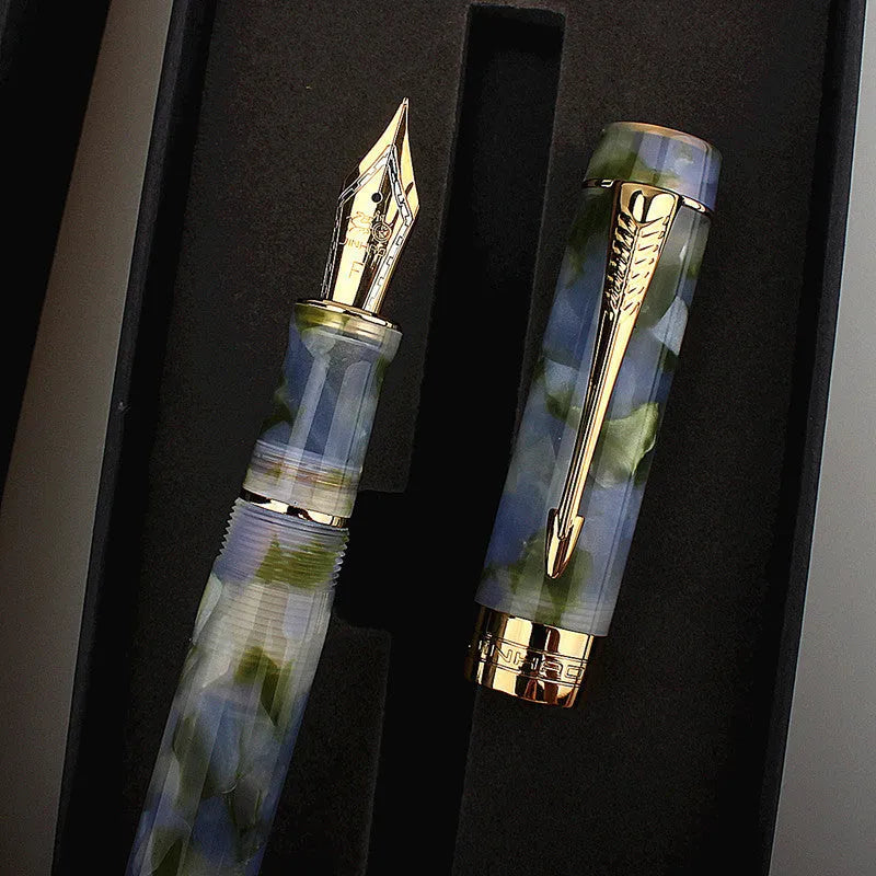 Deep Bath Green metal pen showing tip options: 0.5mm, 0.7mm, and 1.0mm nibs.